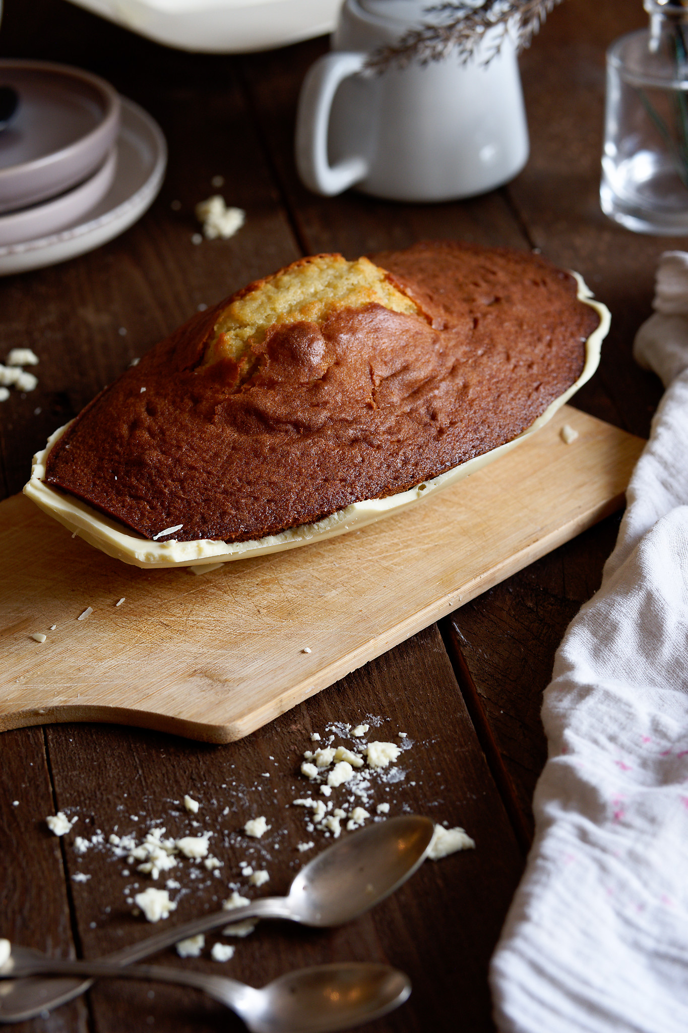 recette de madeleine géante à la coque en chocolat blanc